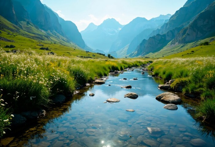 В ручье холодная вода