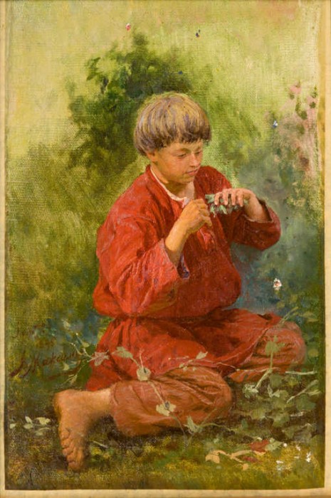 Мальчик осушающий слезинки.Карт.В.М.Максимов 1890г