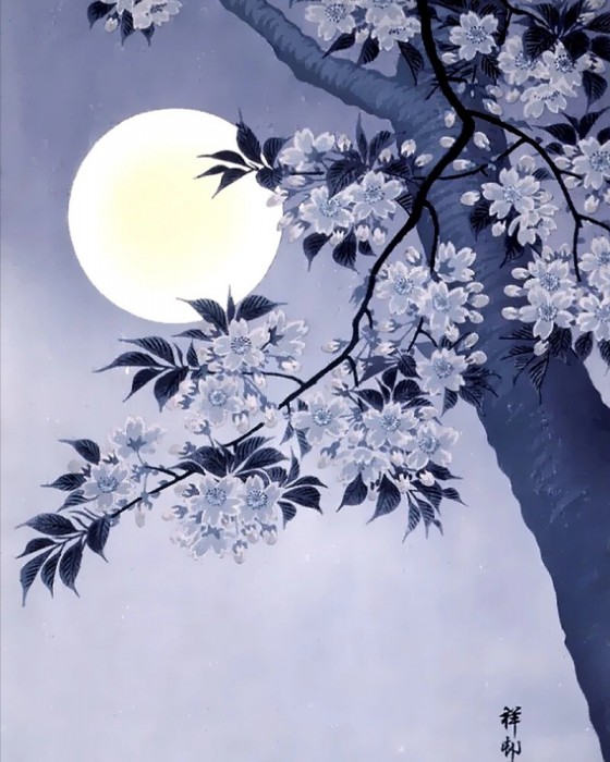 Лунная ночь в Японии.