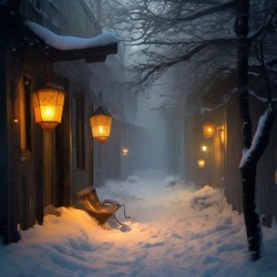 Белый снег, тишина, фонари...