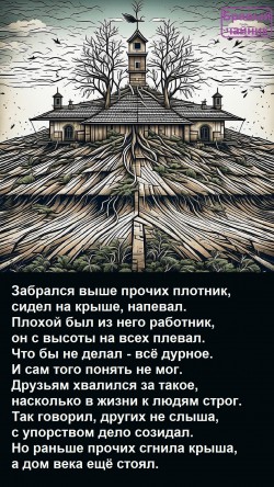 Забрался выше прочих плотник...