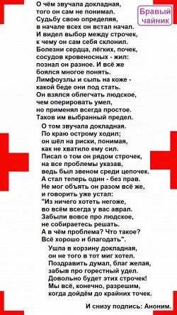 О чём звучала докладная...