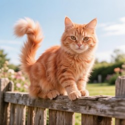Весёлая кошка сидит на заборе